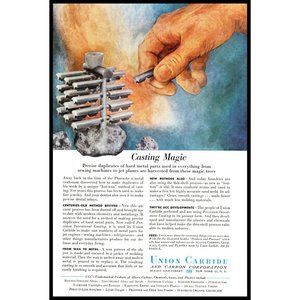 1953 Union Carbide Casting Magic Vintage Print Ad Steel Forge Wall Art